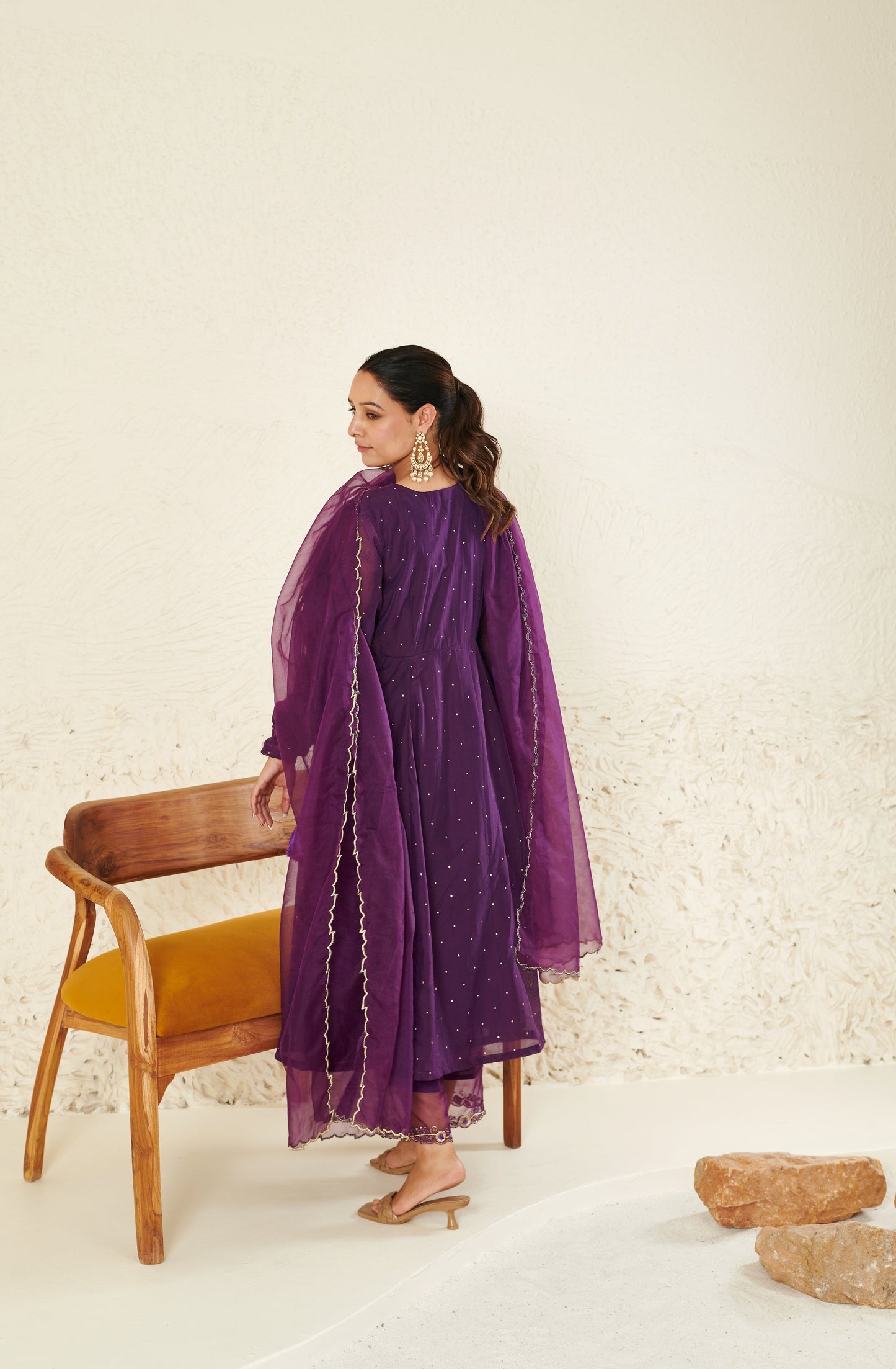 Mehtab Purple Angrakha kurta Set