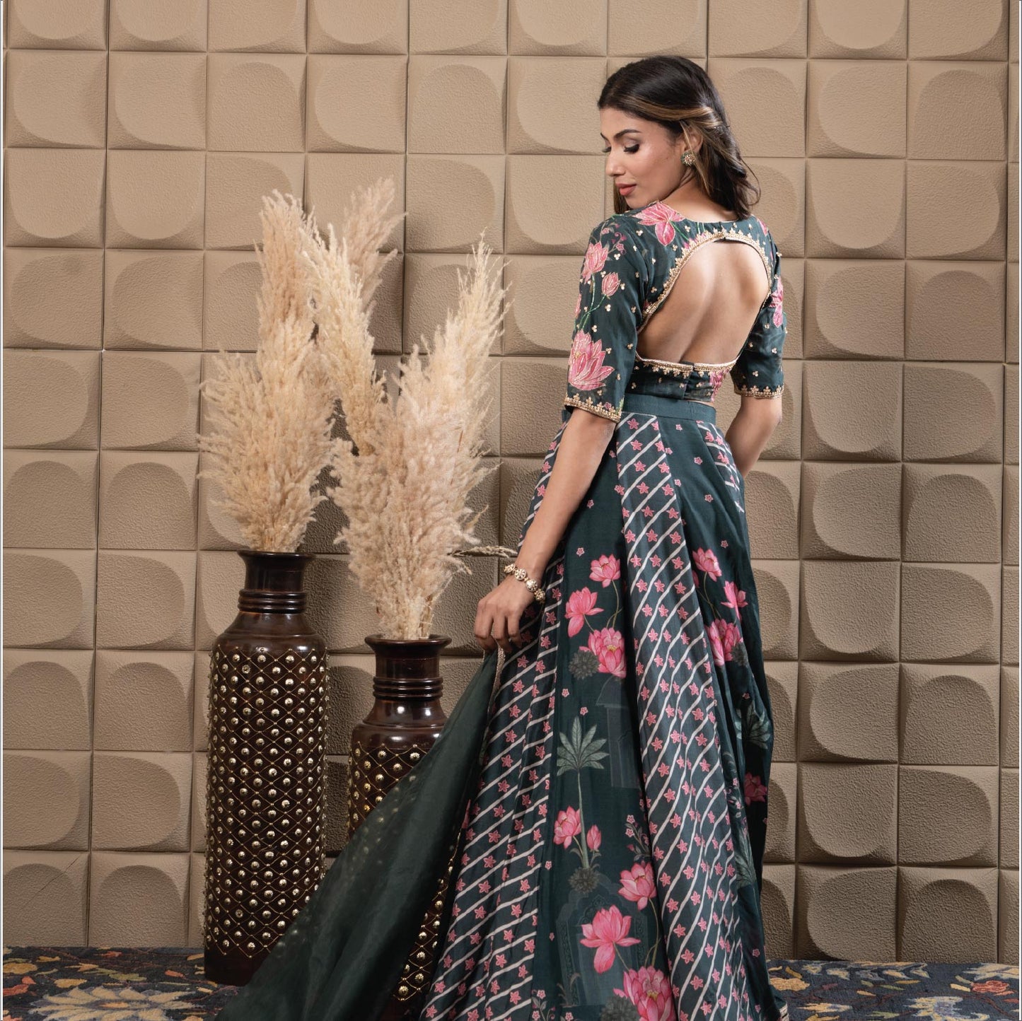 Moss kali lehenga set