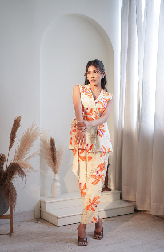 Misty Ivory Lily Waist Coat Set