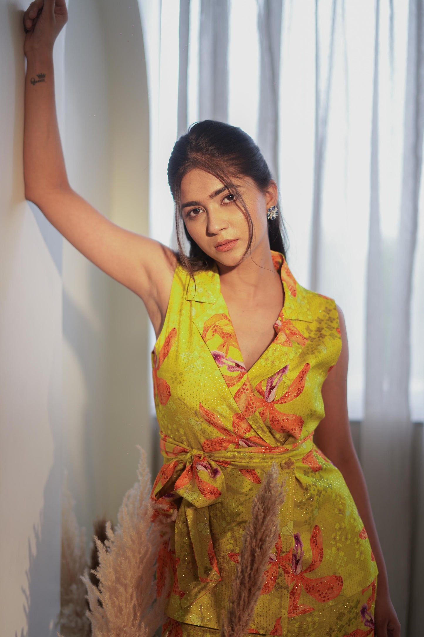 Luminous Lime Lily Waist Coat Set
