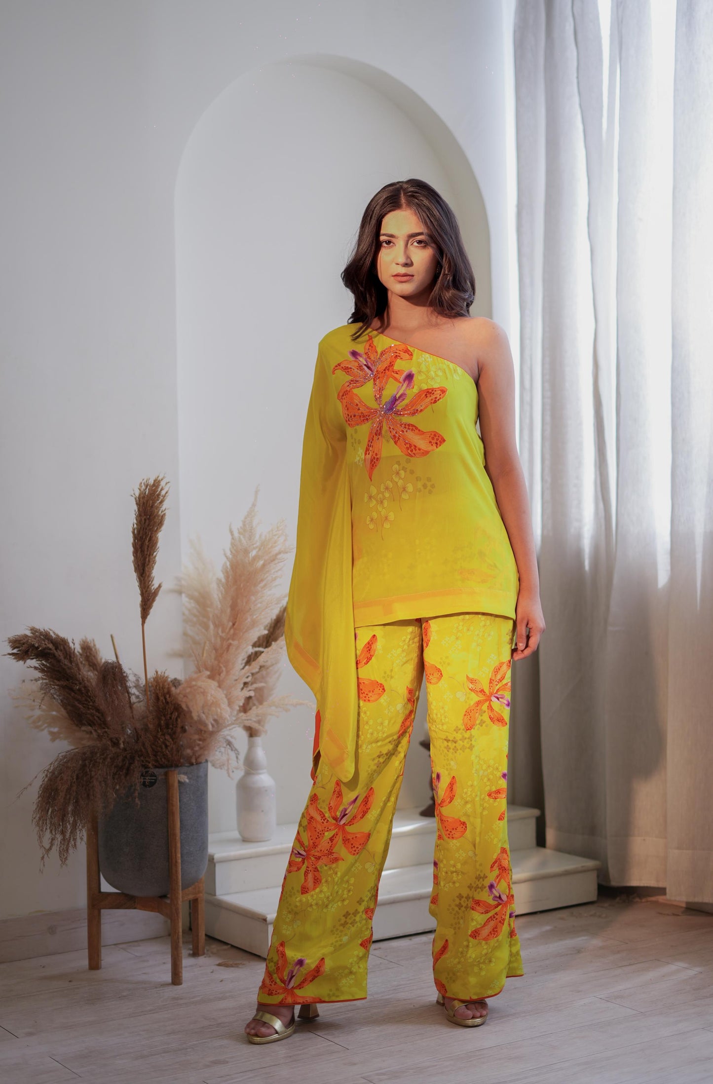 Luminous Lime One Shoulder Set