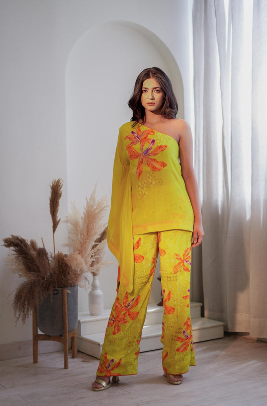 Luminous Lime One Shoulder Set