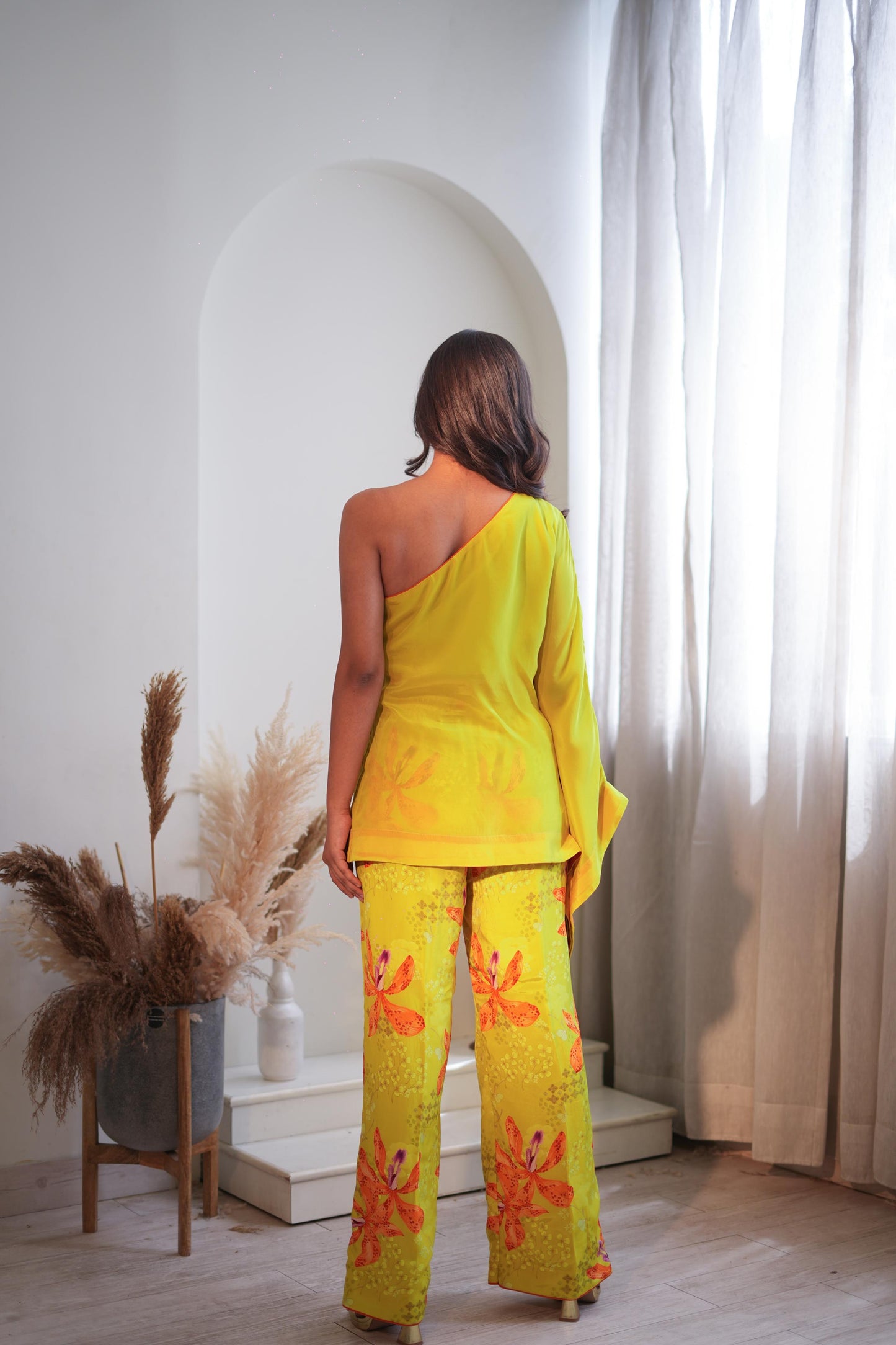 Luminous Lime One Shoulder Set