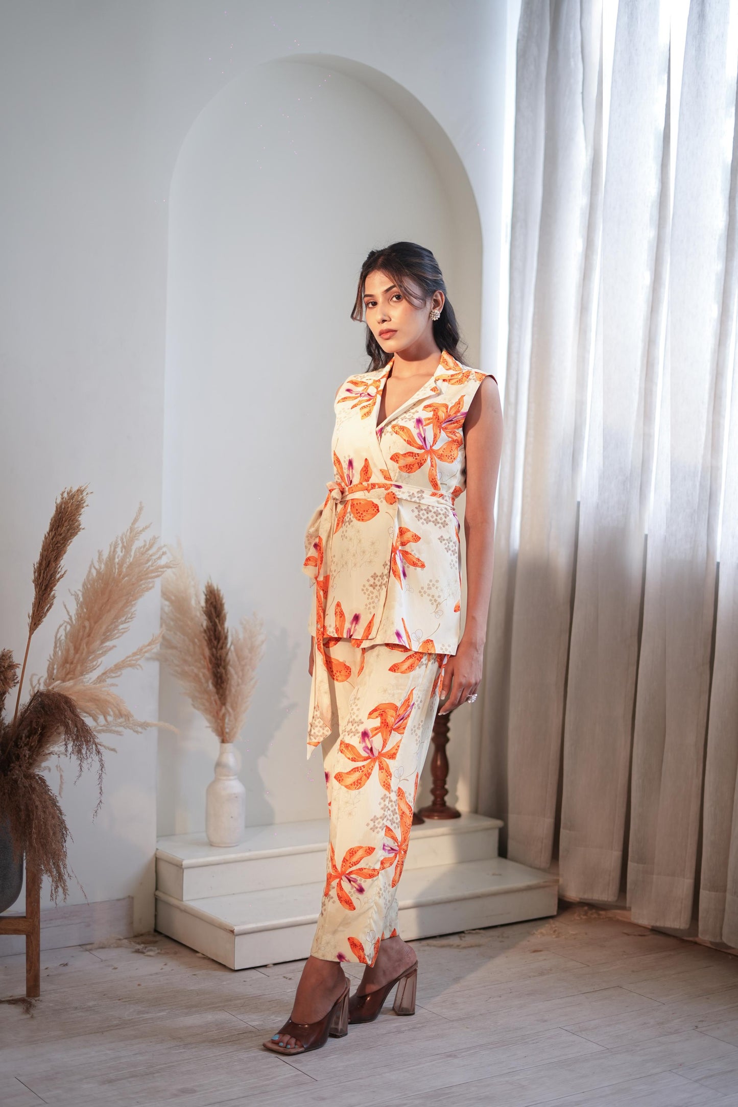 Misty Ivory Lily Waist Coat Set