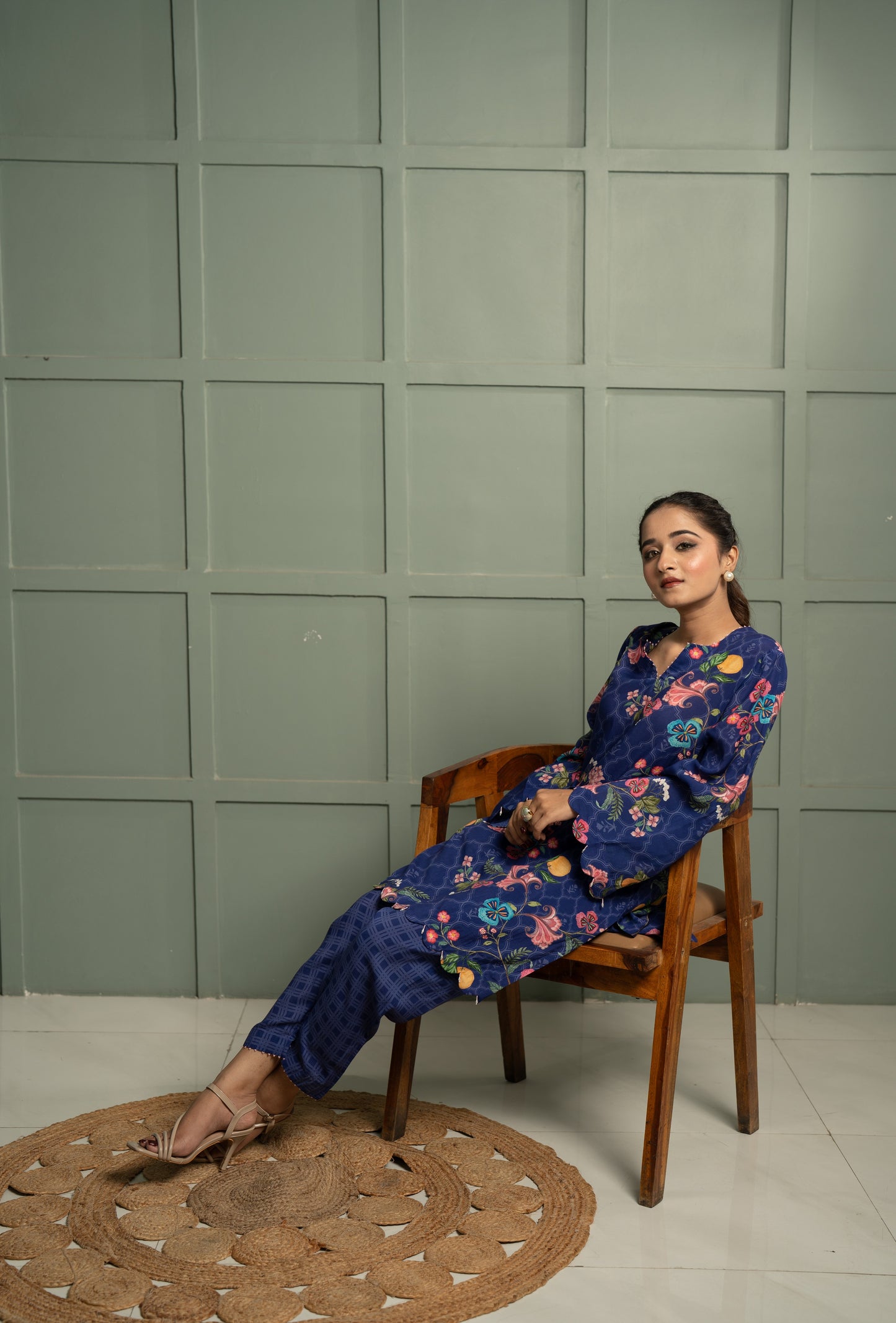 INDIGO SCALLOP KURTA SET