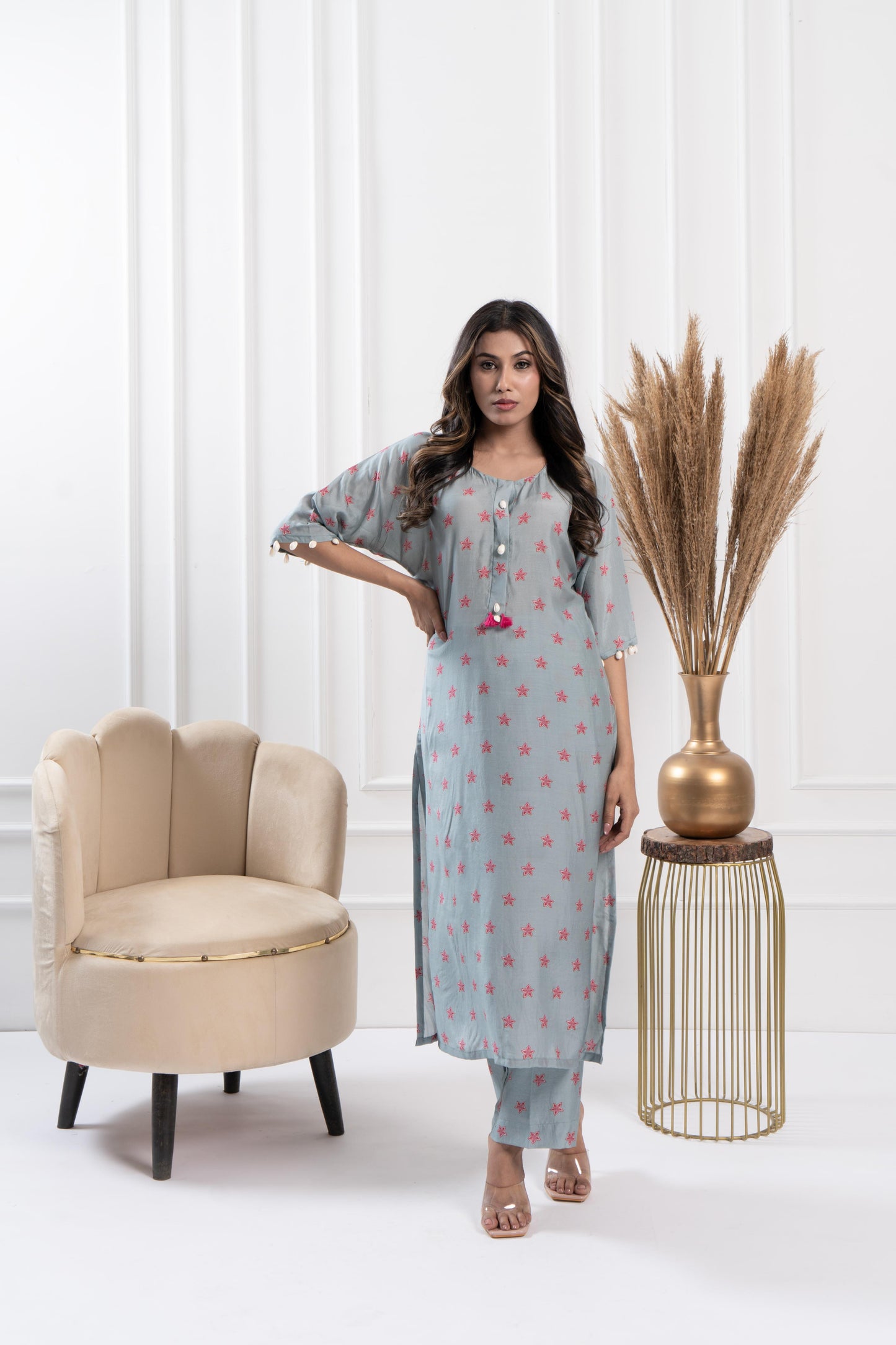 Mint Kaftan Kurta Set
