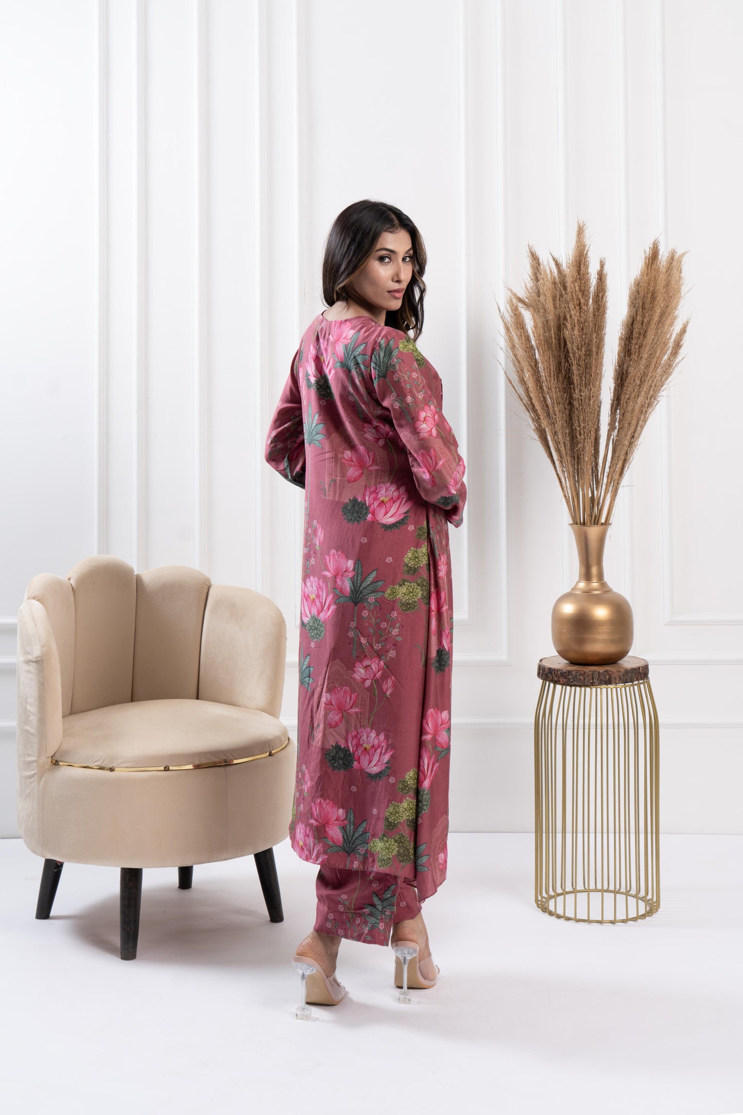 Mauve  Pintuck Kurta Set