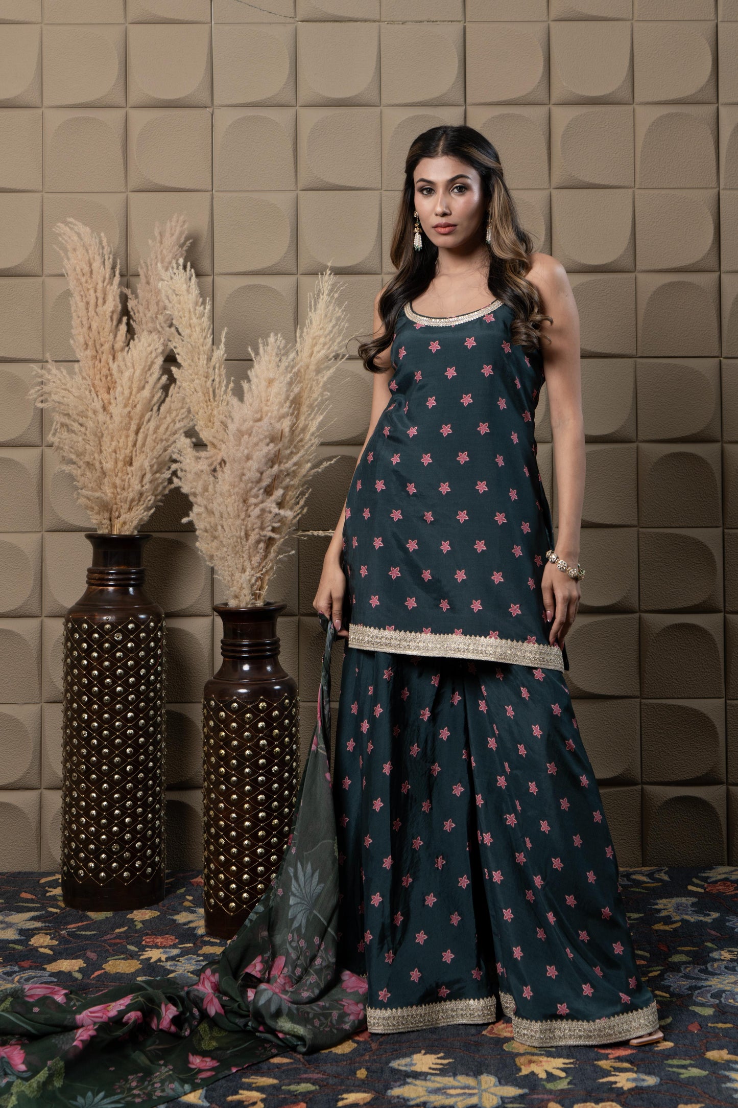 Moss Printed Garara Set