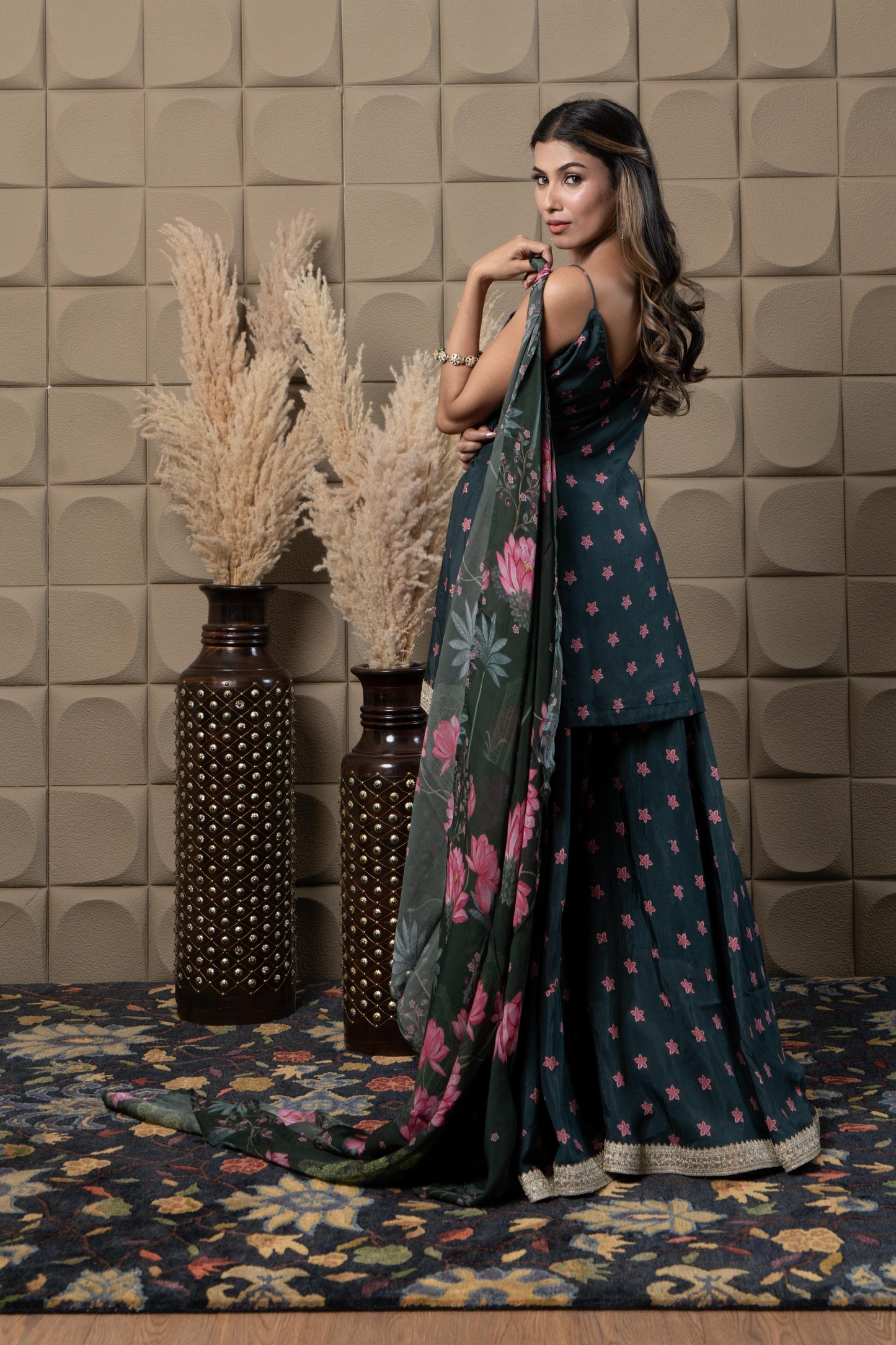 Moss Printed Garara Set