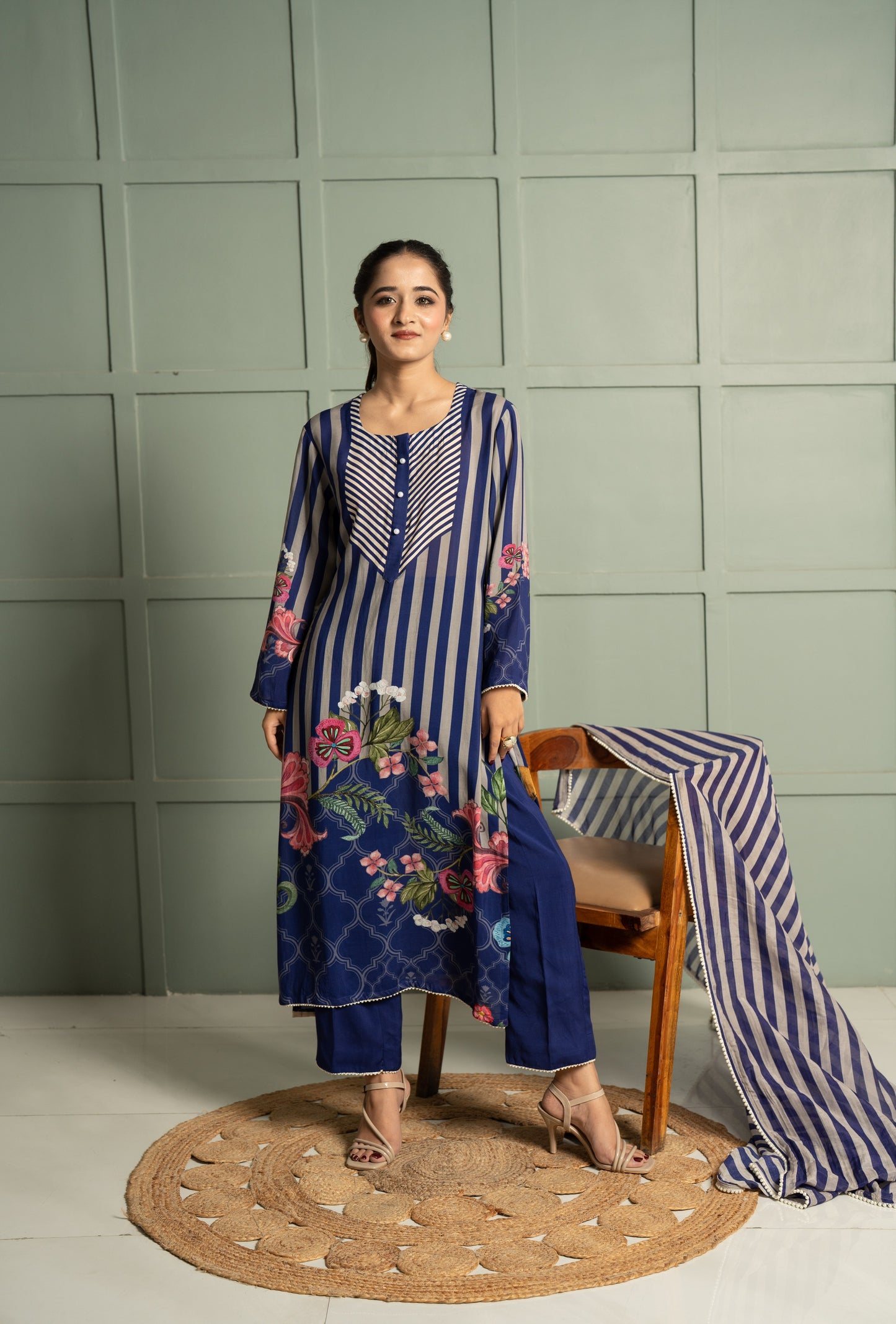 INDIGO PLACEMENT KURTA SET