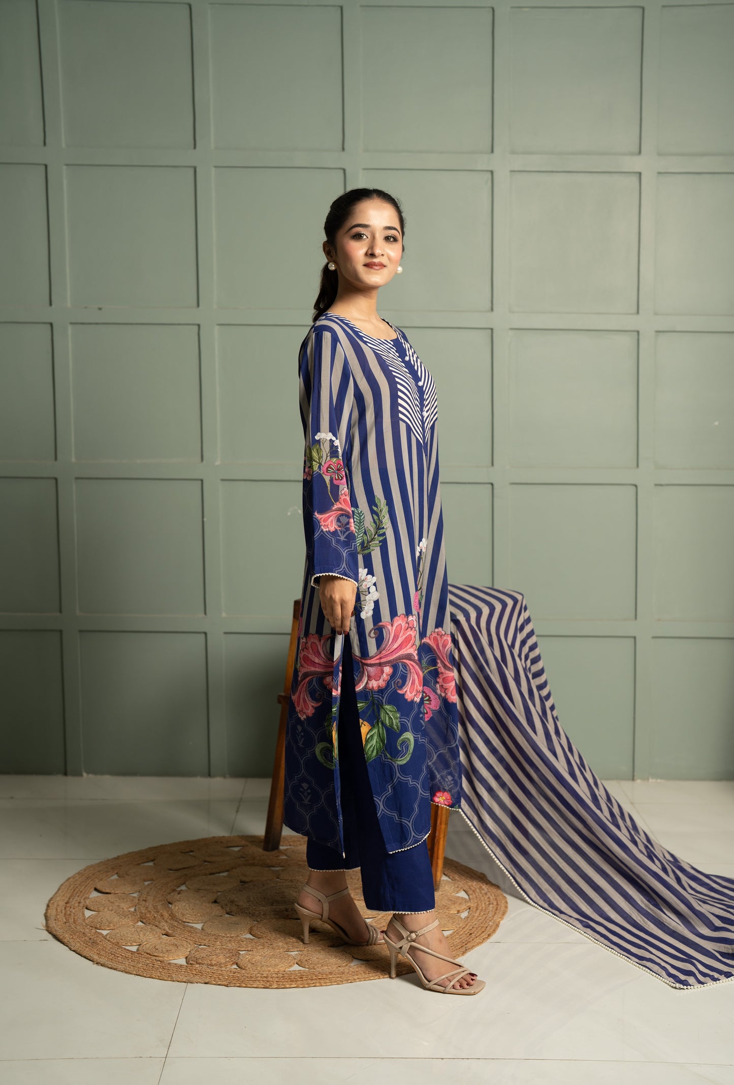 INDIGO PLACEMENT KURTA SET