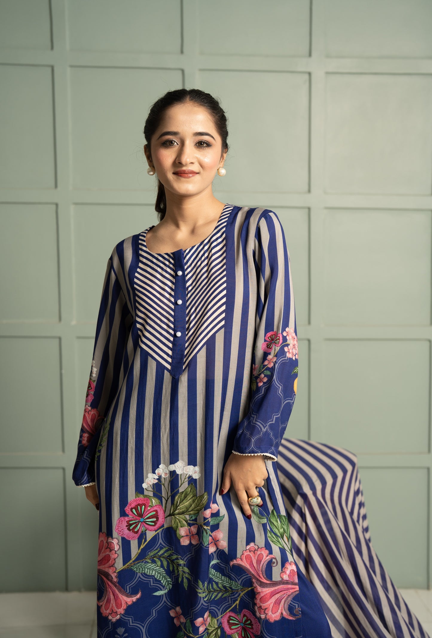 INDIGO PLACEMENT KURTA SET