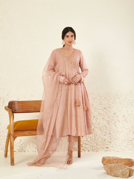 Mehtab Peach Angrakha Kurta Set
