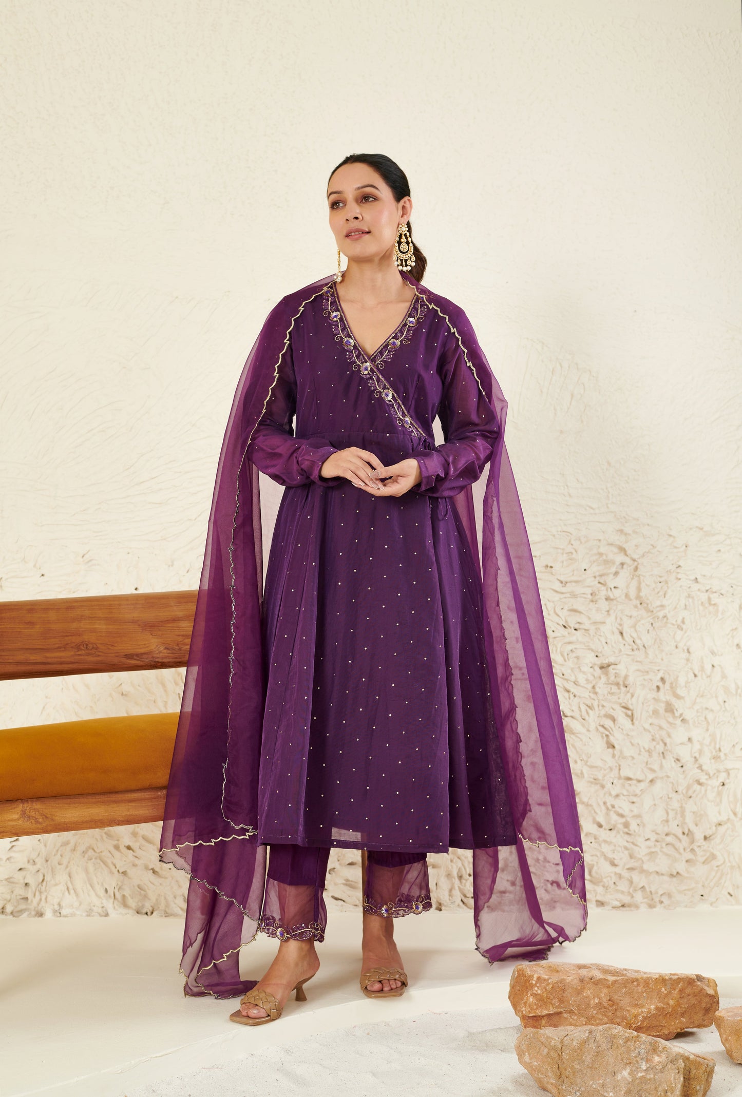 Mehtab Purple Angrakha kurta Set