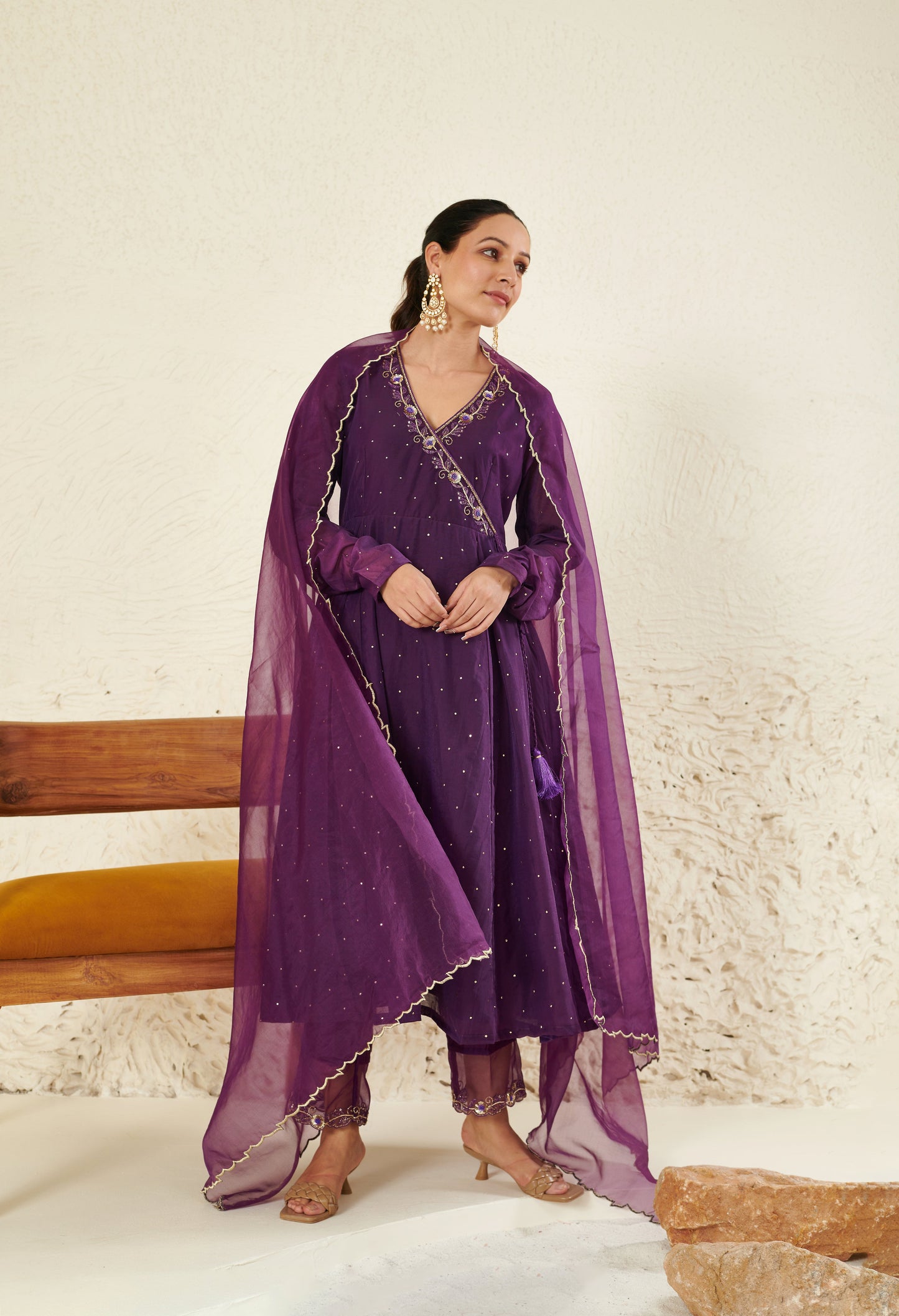 Mehtab Purple Angrakha kurta Set