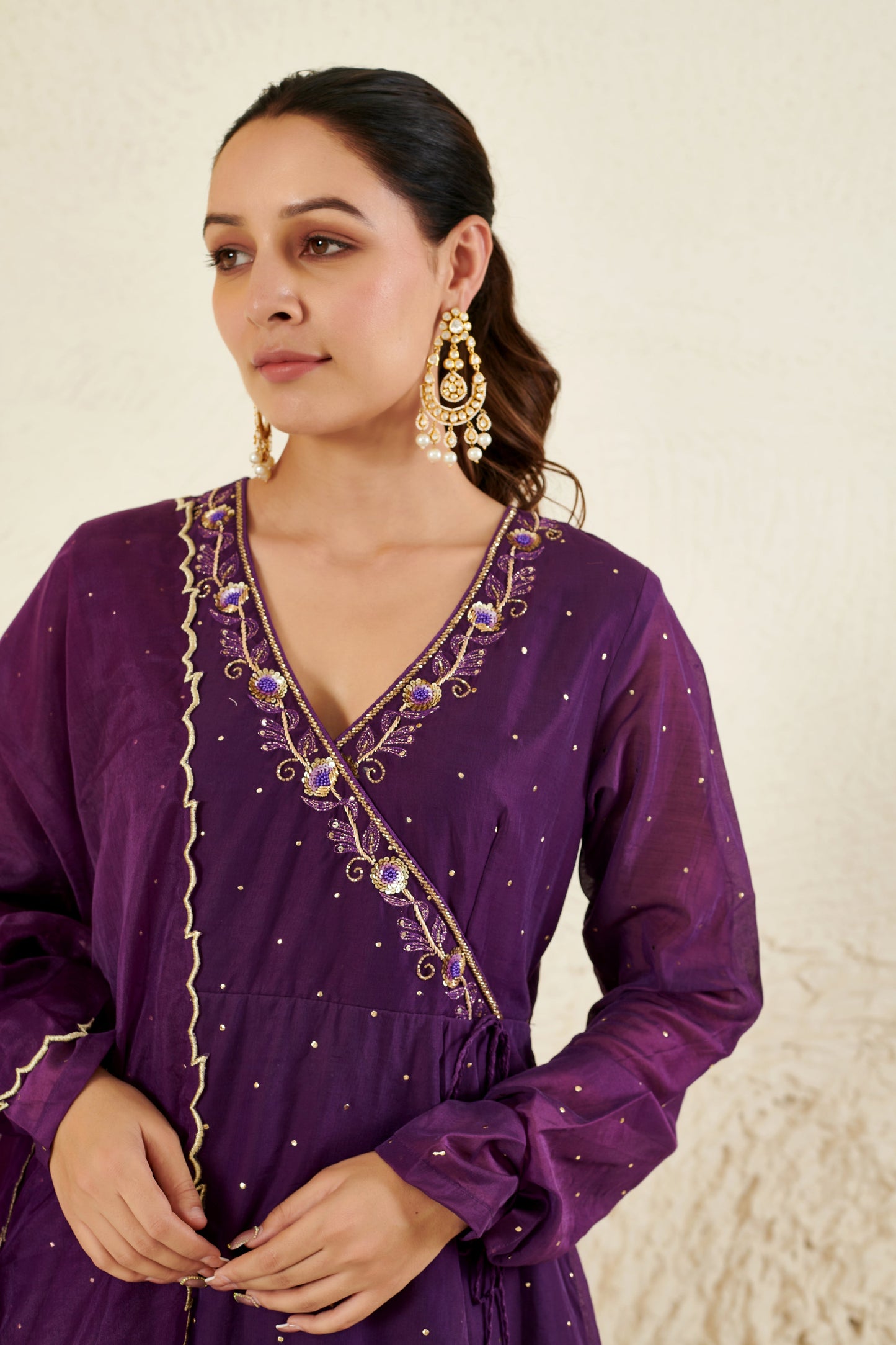 Mehtab Purple Angrakha kurta Set