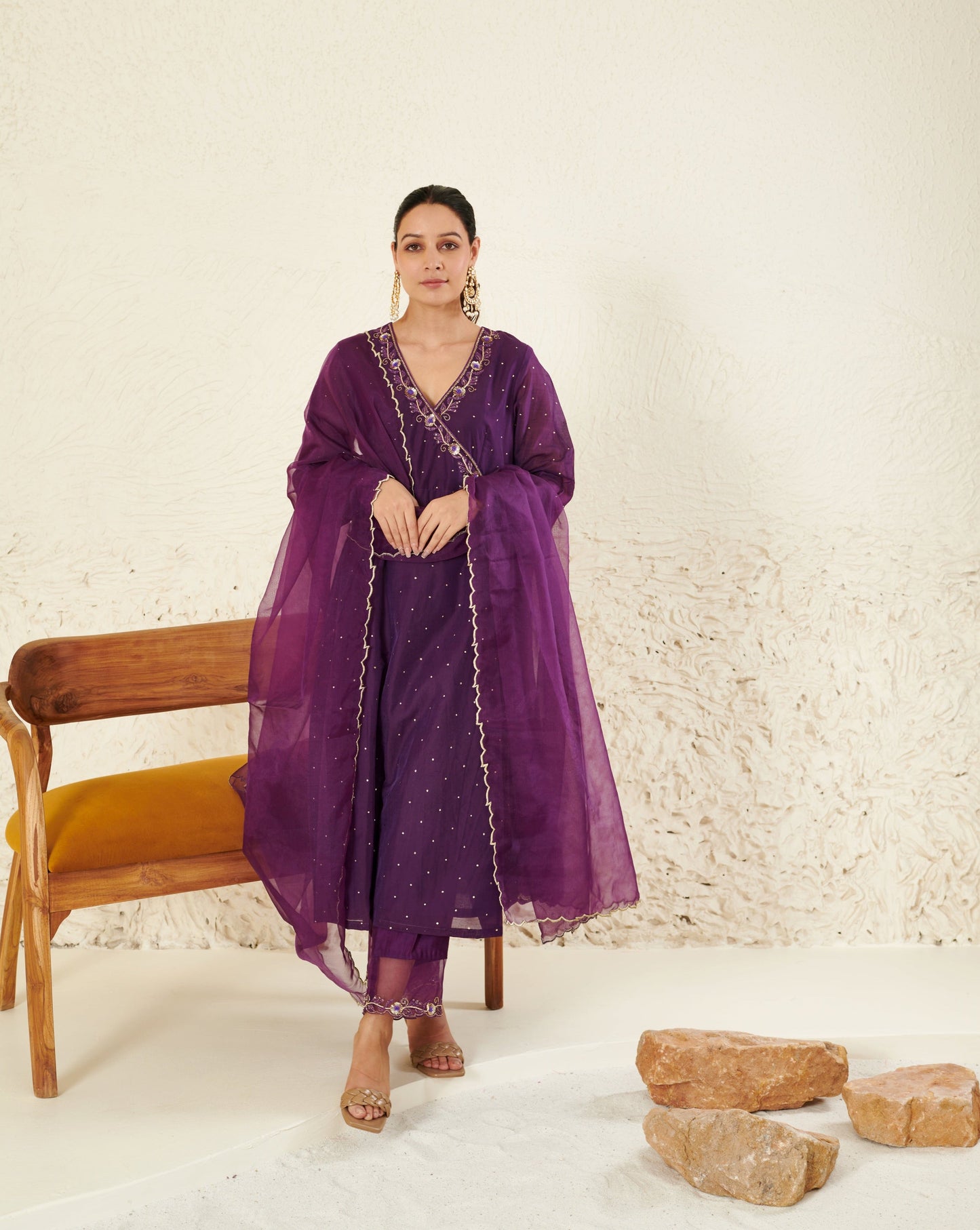 Mehtab Purple Angrakha kurta Set