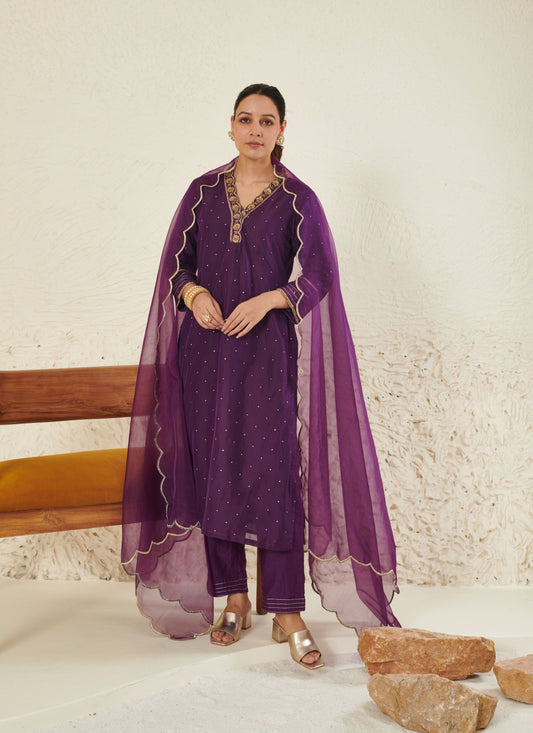 Tara Purple Kurta Set