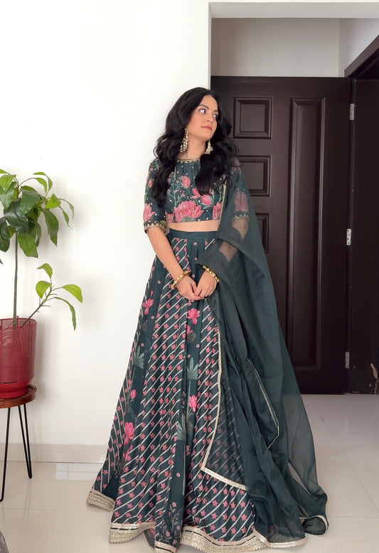 Moss kali lehenga set
