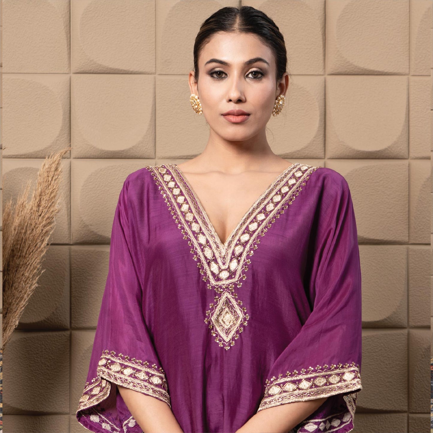 Plum Kaftan Kurta Set