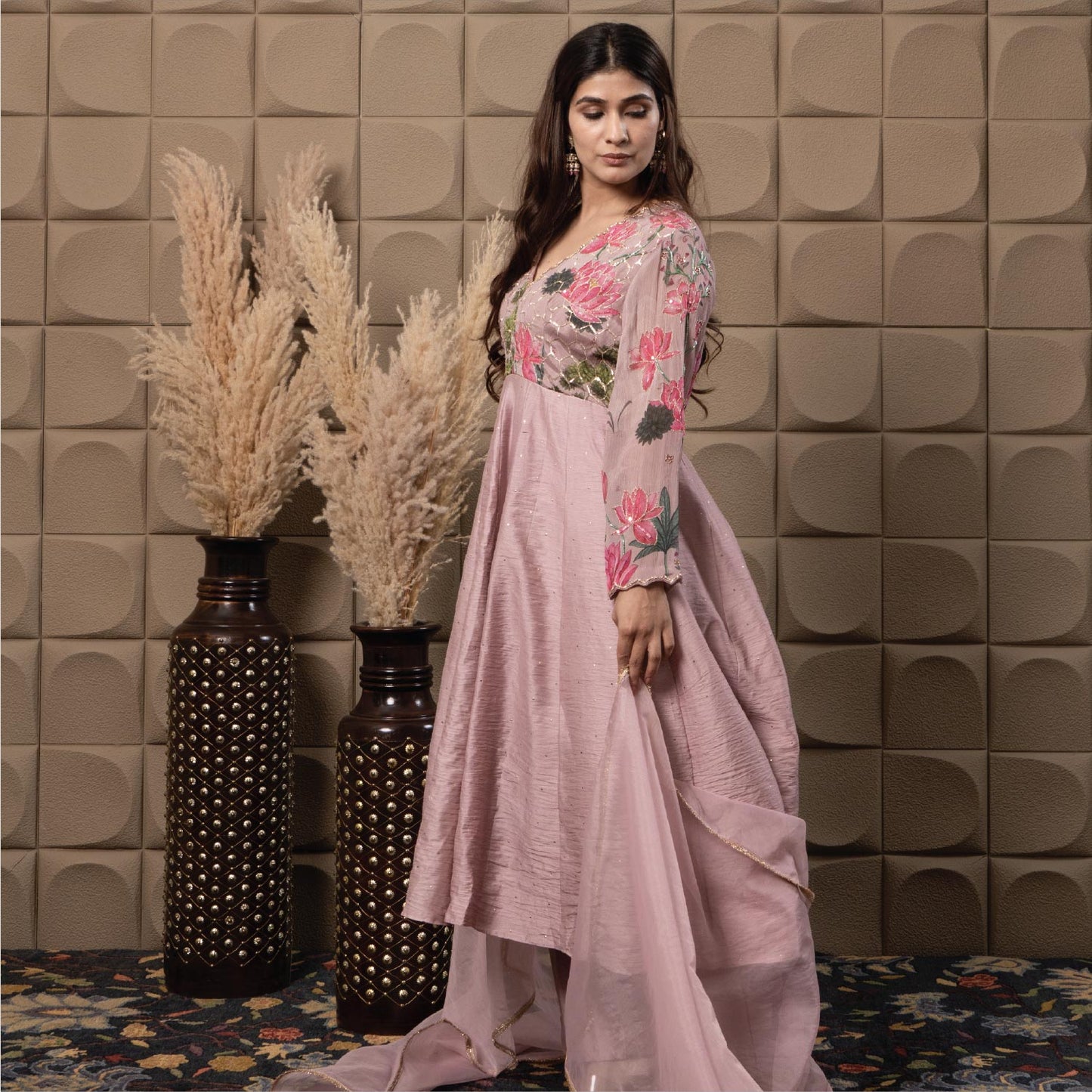 Blush anarkali set