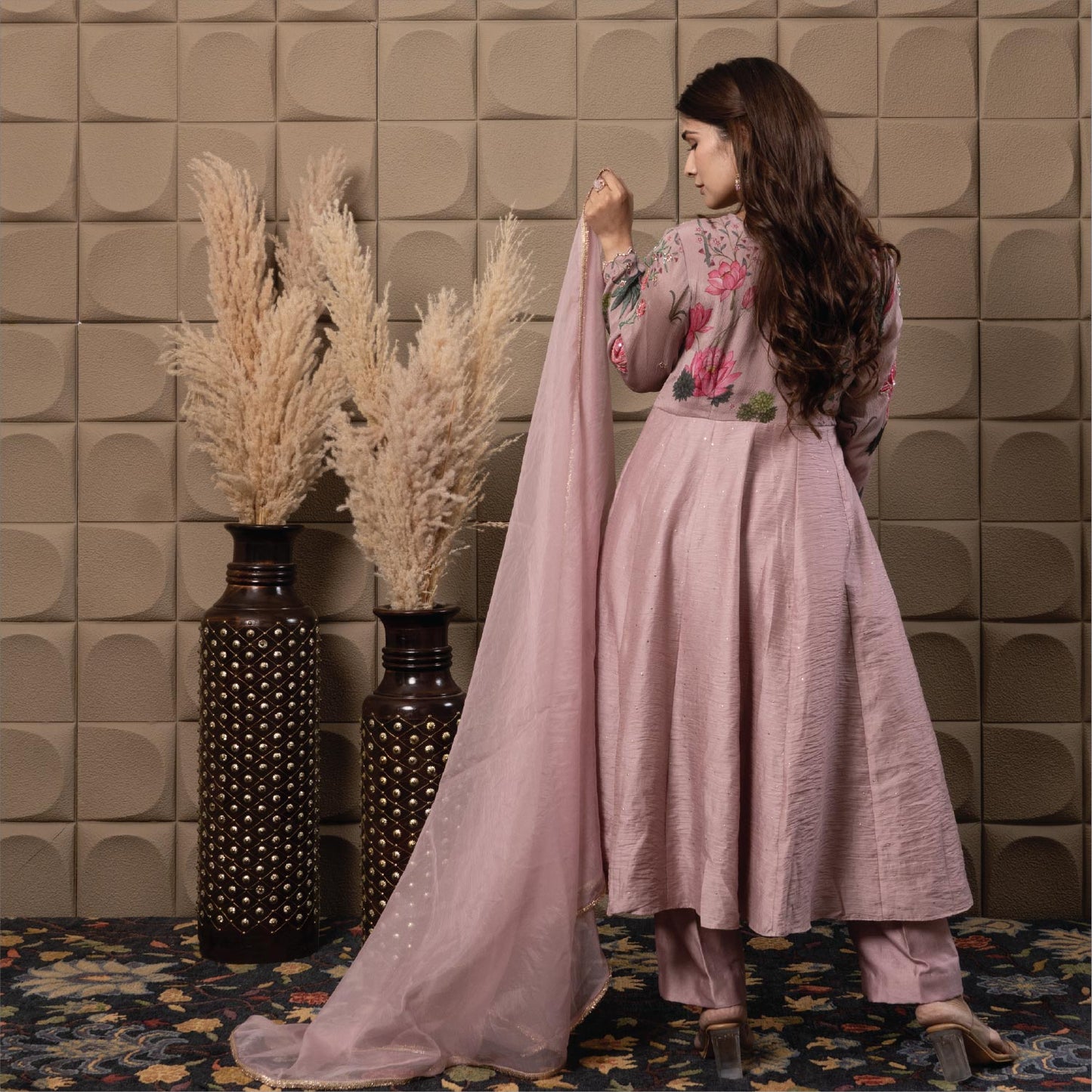 Blush anarkali set