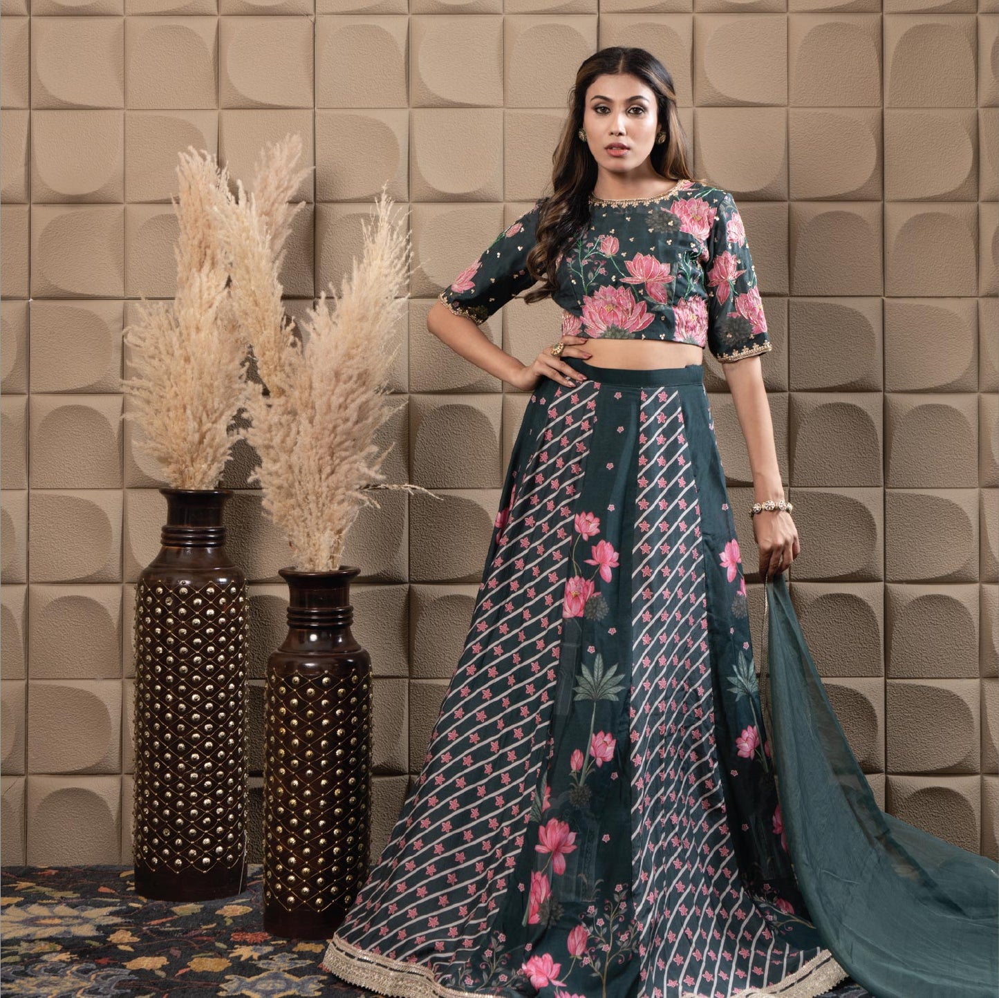 Moss kali lehenga set