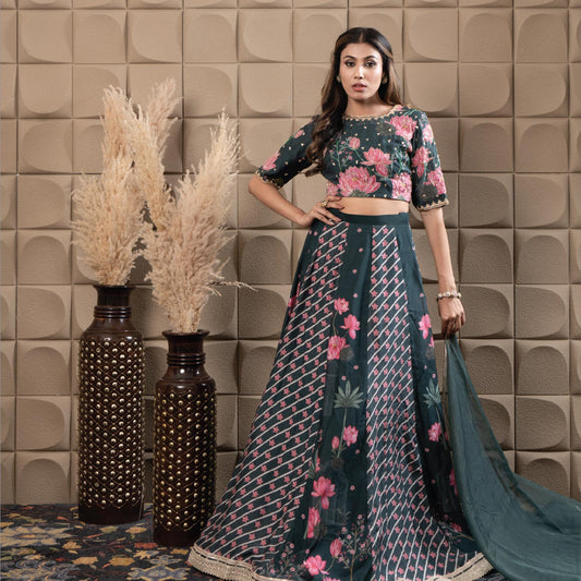 Moss kali lehenga set