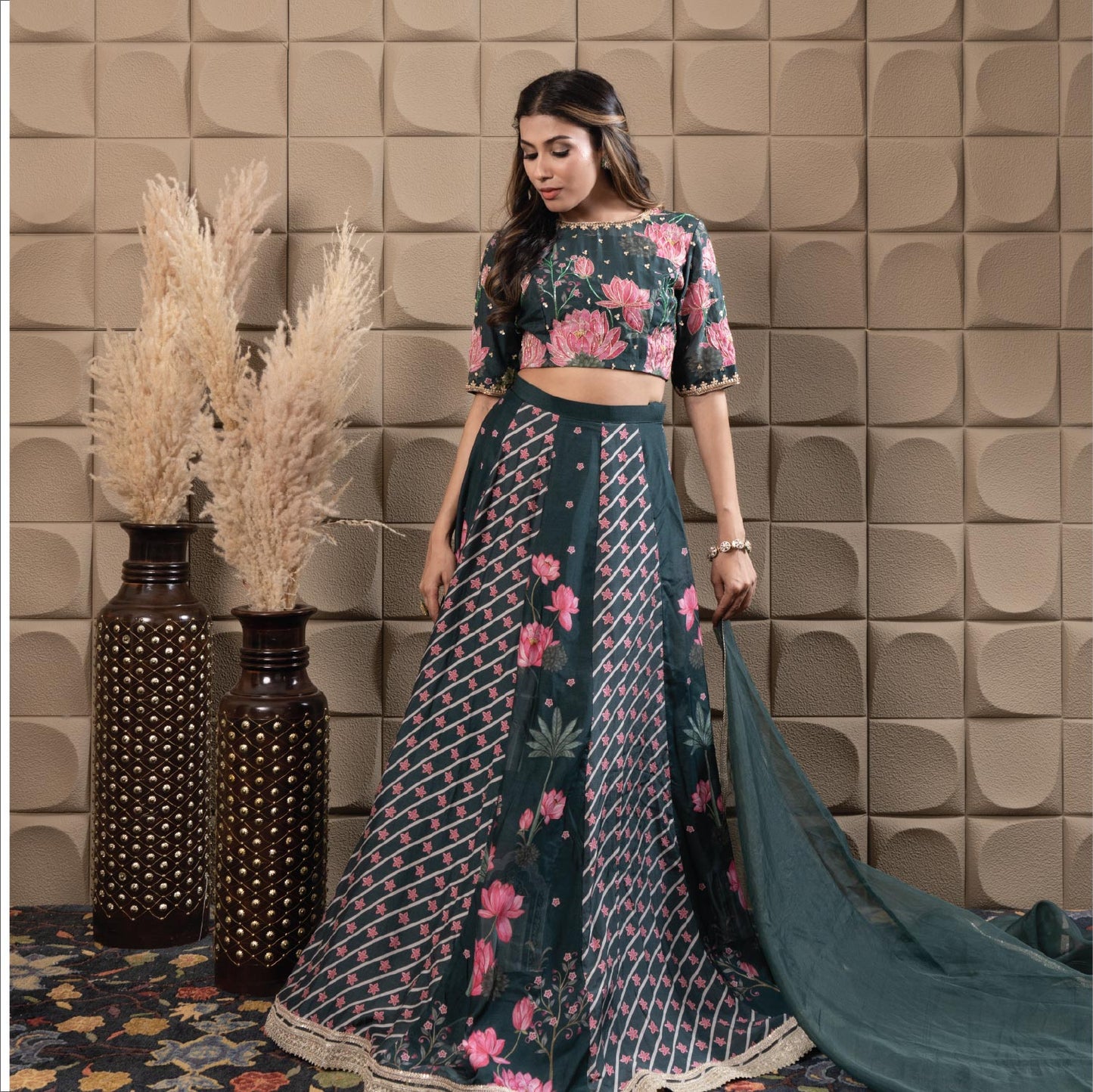 Moss kali lehenga set