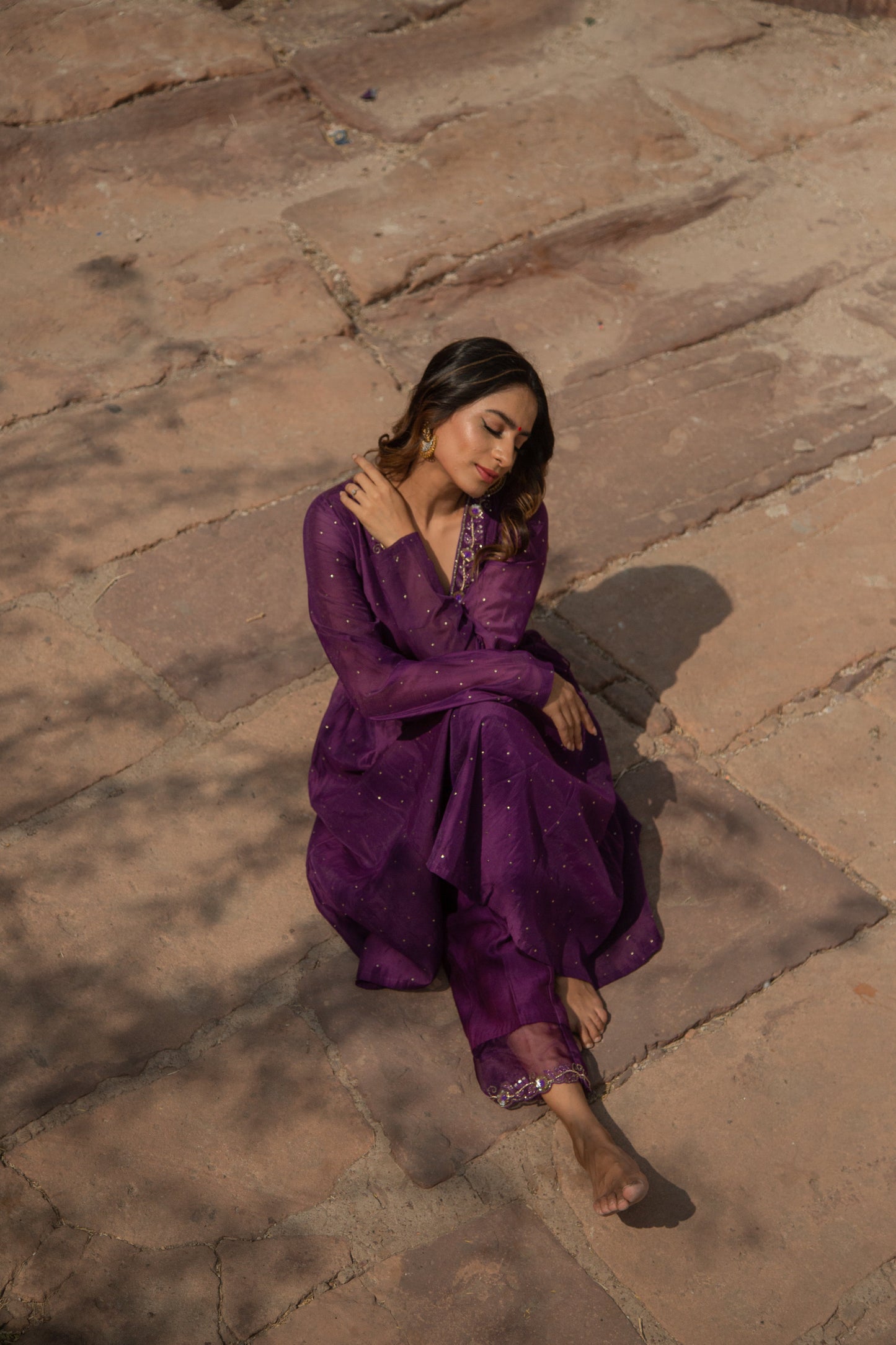 Mehtab Purple Angrakha kurta Set